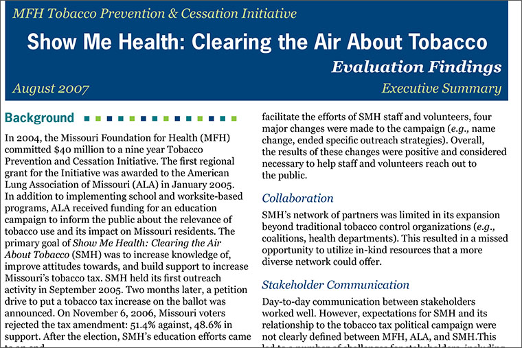 Show Me Health: Clearing the Air About Tobacco Evaluation Findings