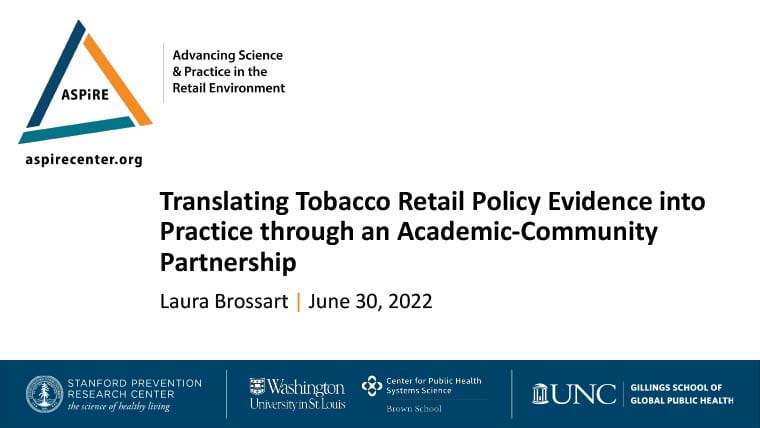 Translating Tobacco Retail Policy Evidence into Practice through an Academic-CommunityPartnership