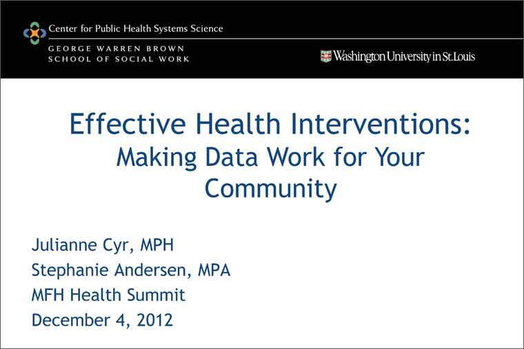 Effective Health Interventions: Making Data Work for Your Community