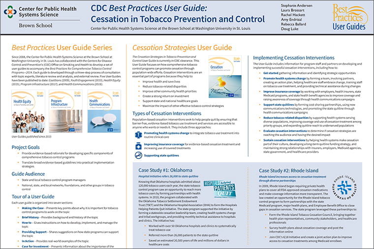 CDC Best Practices User Guide: Cessation in Tobacco Prevention and Control